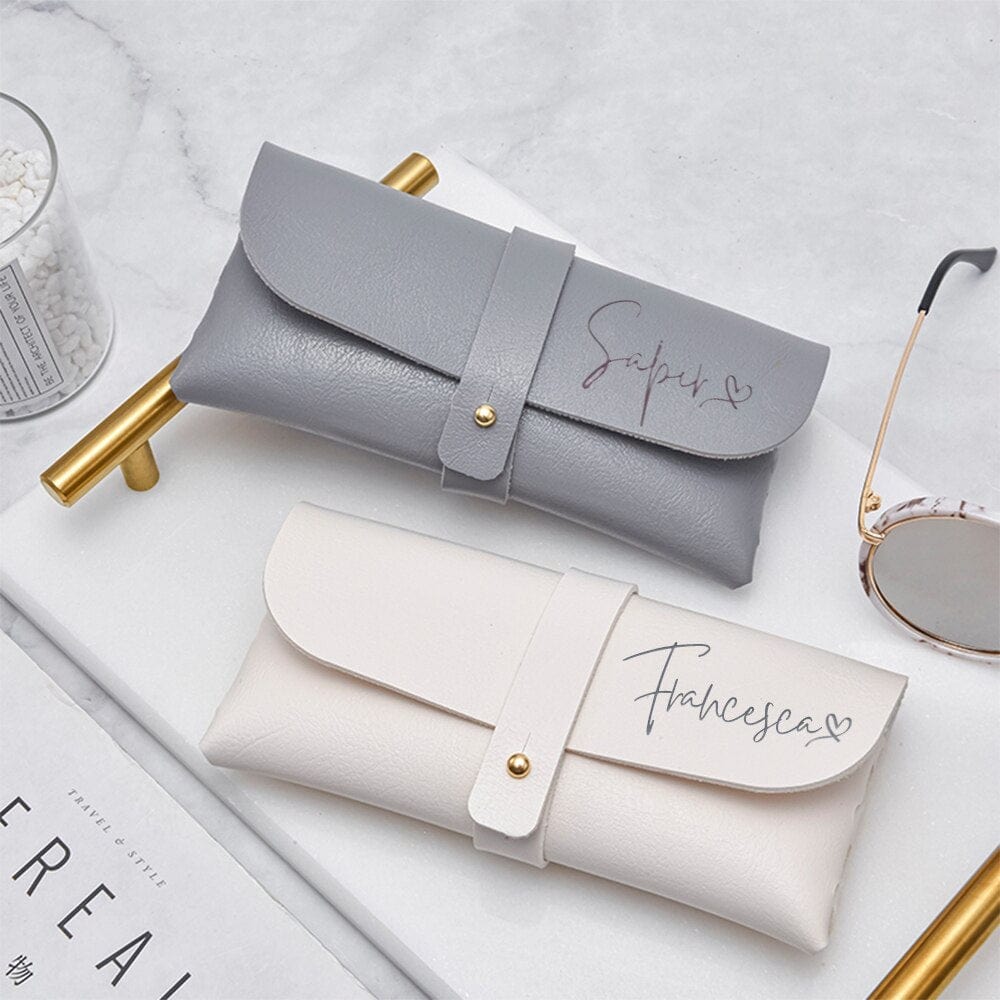 Personalized Handmade Glasses Case Wedding Bridesmaid Gifts Custom Soft Leather Case Honeymoon Birthday Bride to be Travel Gifts