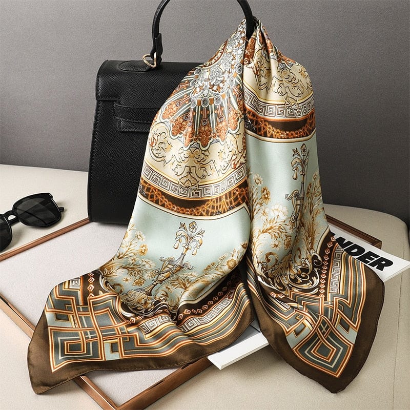 2023 Silk Shawl Print Headscarf Hair Wrap Neckerchief Female Satin Square Scarf For Women Headband Foulard