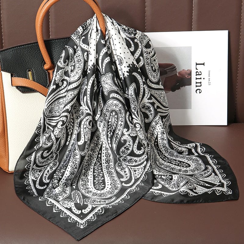 2023 Silk Shawl Print Headscarf Hair Wrap Neckerchief Female Satin Square Scarf For Women Headband Foulard