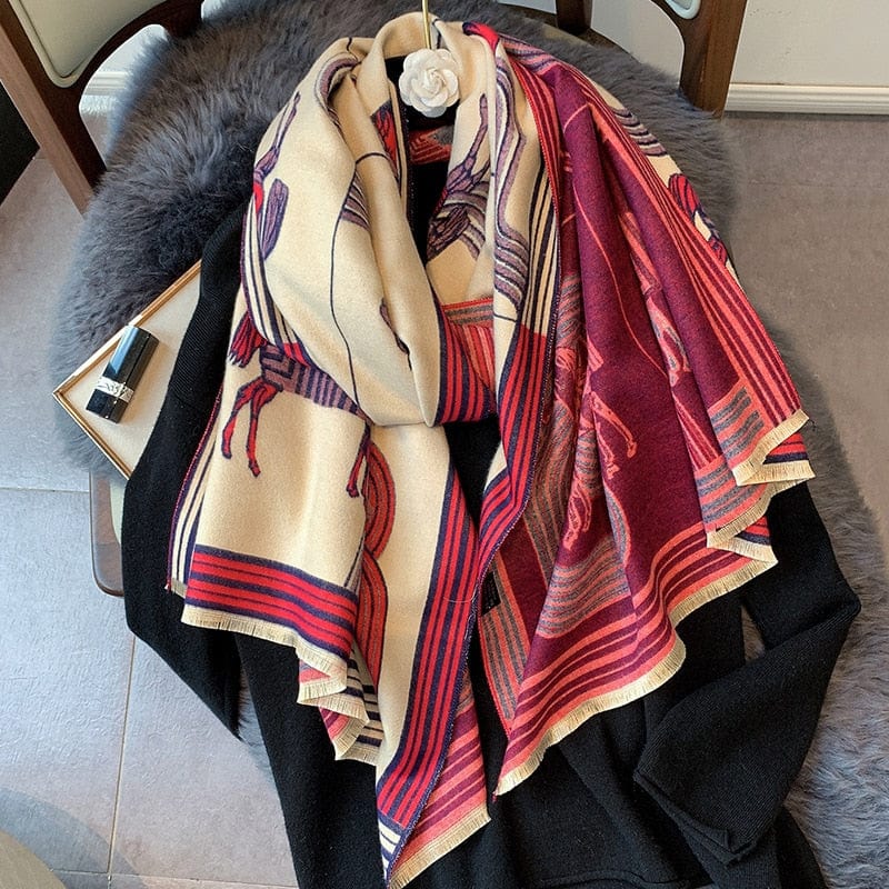 Luxury Winter Scarf Women Design Warm Pashmina Scarves Female Shawl Wraps Thick Foulard