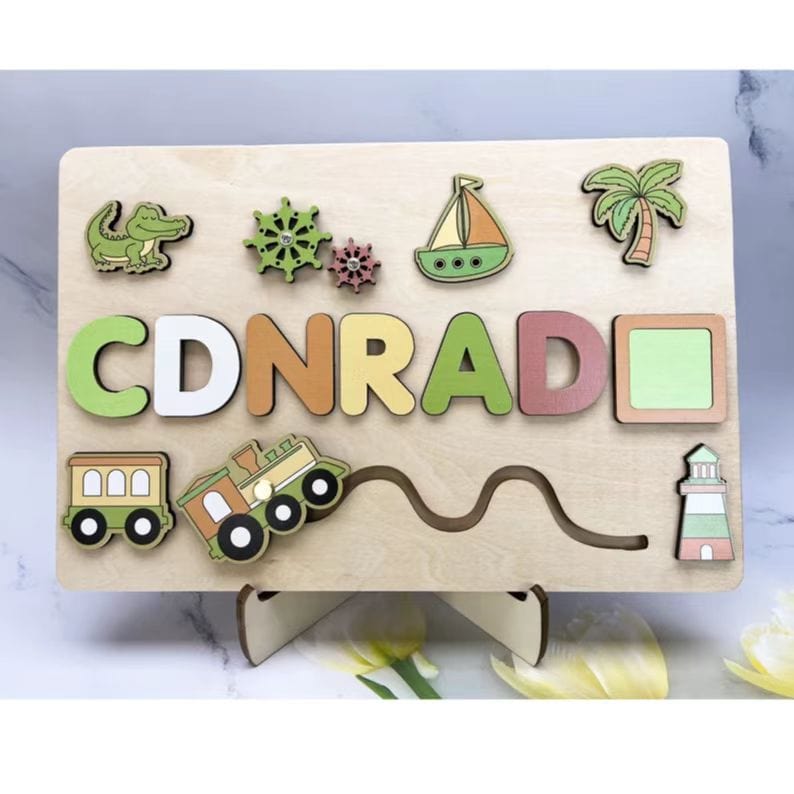 Personalized Custom First Name Wooden Puzzle Educational Toys For Toddlers Early Learning Gifts For Kids Baby Toy Boy & Girl Gift