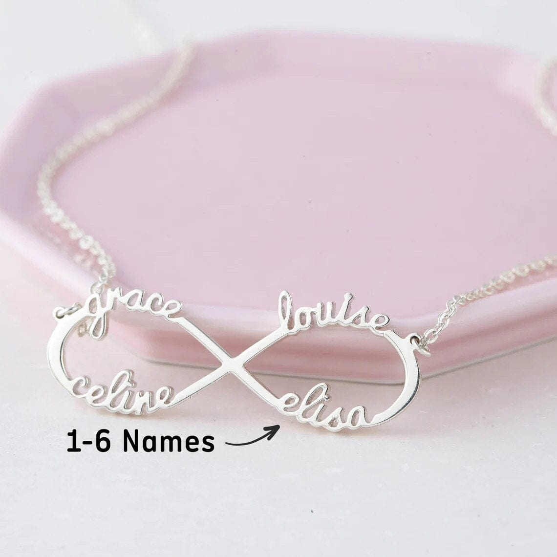 Personalized Custom Name Infinity Symbol Necklace Mom Stainless Steel Necklace With Kids Names Gift for Mom Jewelry