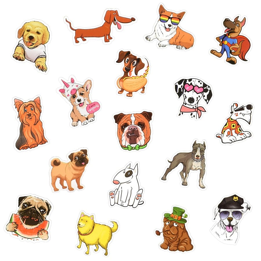 50 PCS Cartoon Stickers Dog Cute Different Style Dogs Sticker Animals Funny Corgi On Laptop Phone Pet Supplies Party Kids Gifts