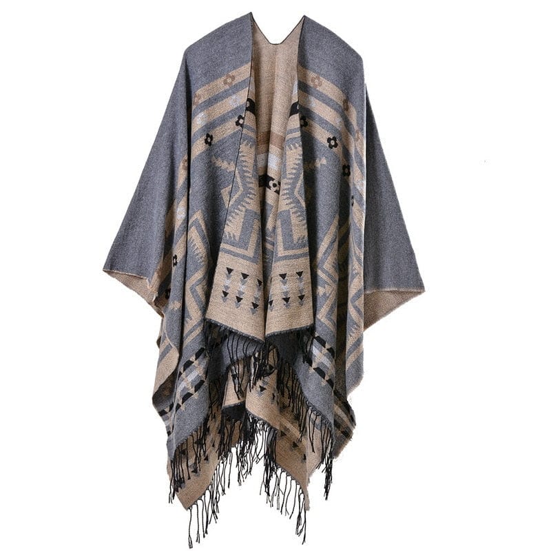 European American Popular Tassel Thickened National Style Travel Fork Shawl Scarf in autumn Ponchos Capes P9