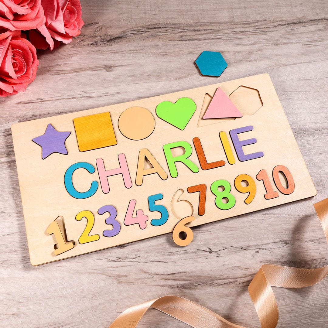 Personalized Wooden Name Puzzle Gifts For Kids Custom Name Baby Shower for Newborn Toddler Toys First Birthday Christmas