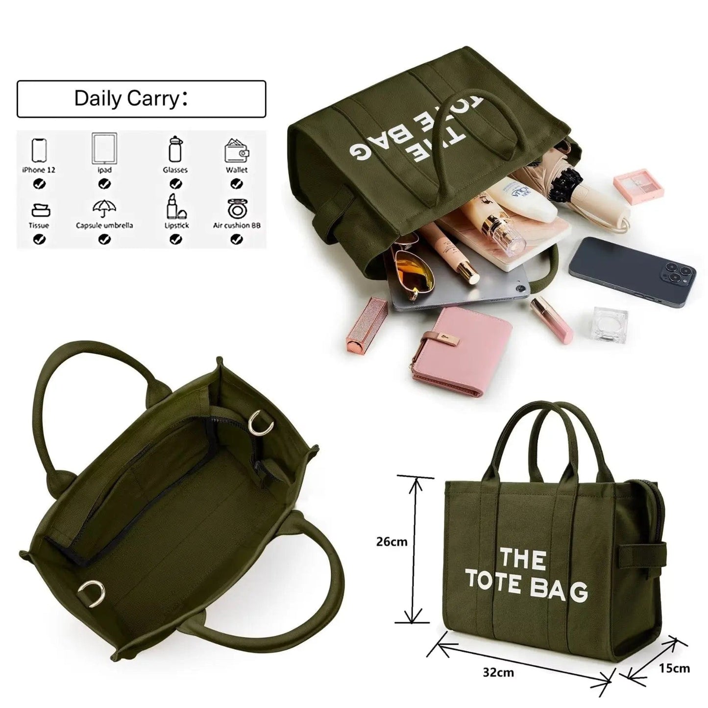 Women Adjustable Large Capacity Canvas Handbag