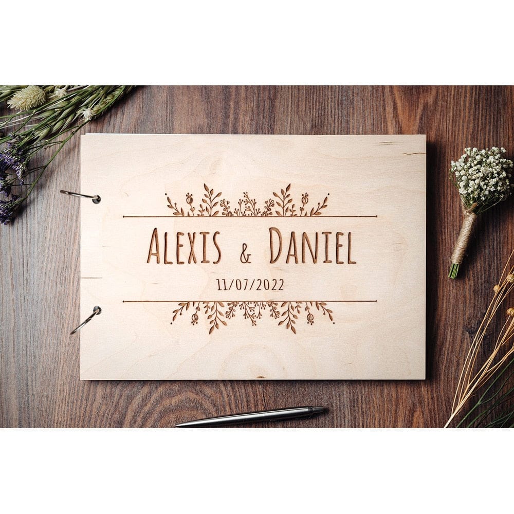 Personalised Wedding Guest A5 Book Party Shower Gift Handmade Wooden Guest Book Photo Album Scrapbook Wedding Keepsake