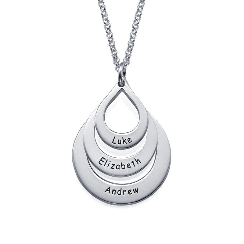 Personalized Jewelry Water Drop Family Name Necklaces Stainless Steel Customized Necklaces Pendants Women Mothers Day Gift