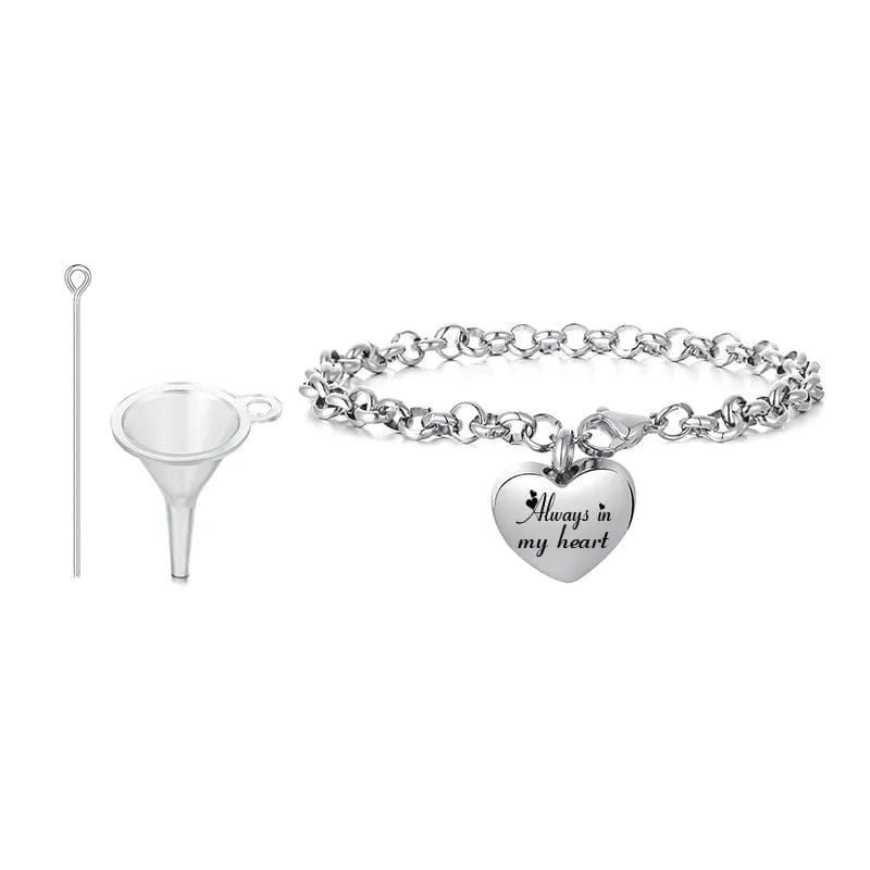 Custom Women Engraved Heart Memorial Urn Stainless Steel Bracelet