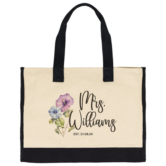 Custom Mrs Name September Birth Month Flower Tote Bag