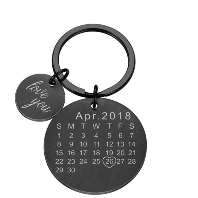 Custom Keychain Personalized Calendar Keychain Hand Carved Calendar Keyring Gift for Boyfriend Girlfriend Private Custom Engraving