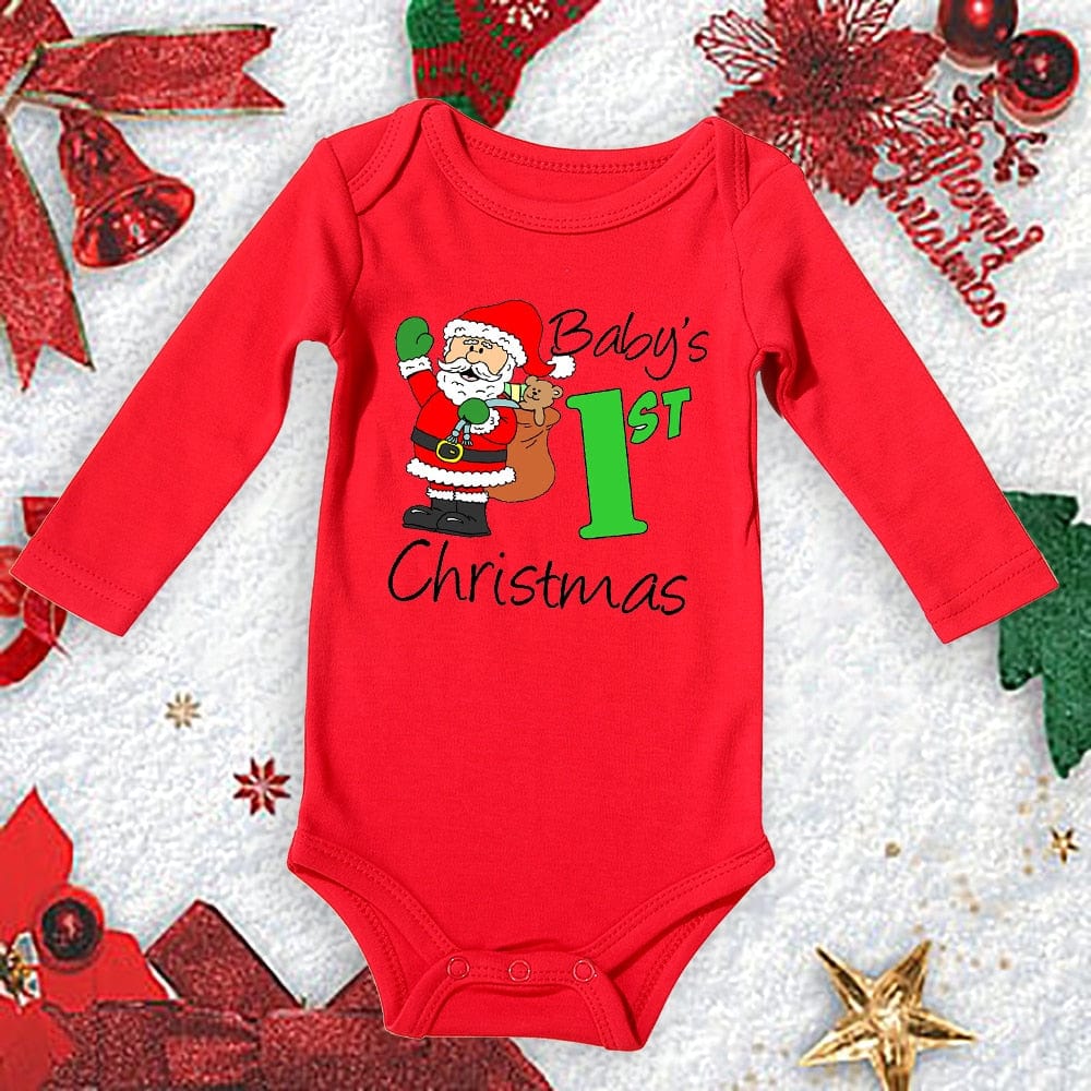 Baby First Christmas New Born Baby Bodysuits Clothes Ropa Toddler Girl Red Long Short Romper Jumpsuit Outfit Christmas Gifts