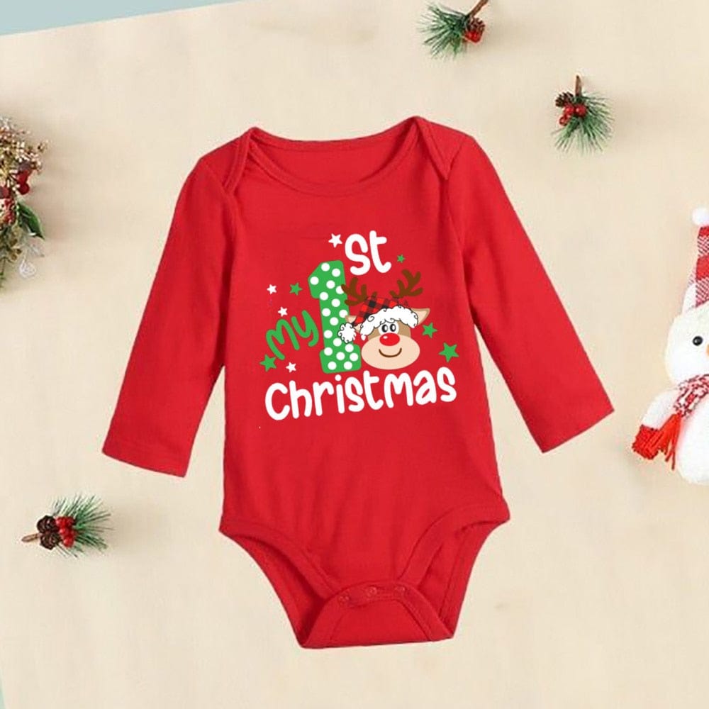 Baby First Christmas New Born Baby Bodysuits Clothes Ropa Toddler Girl Red Long Short Romper Jumpsuit Outfit Christmas Gifts