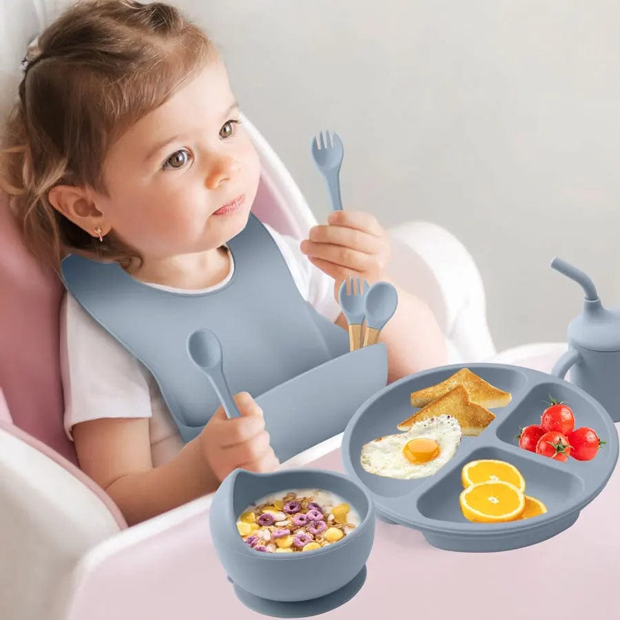 8-piece Set BPA Free Silicone Baby Feeding Set