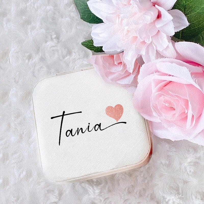 Personalized Jewelry Box Travel Jewelry Case with Name Mother's Day Birthday Holiday Christmas Gifts for Her Bridesmaid Proposal