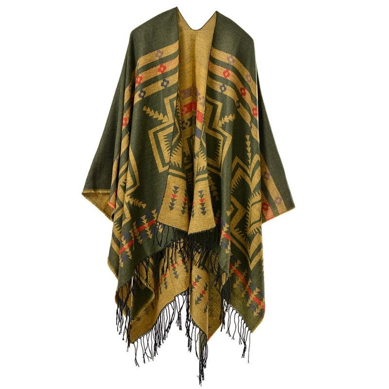 European American Popular Tassel Thickened National Style Travel Fork Shawl Scarf in autumn Ponchos Capes P9