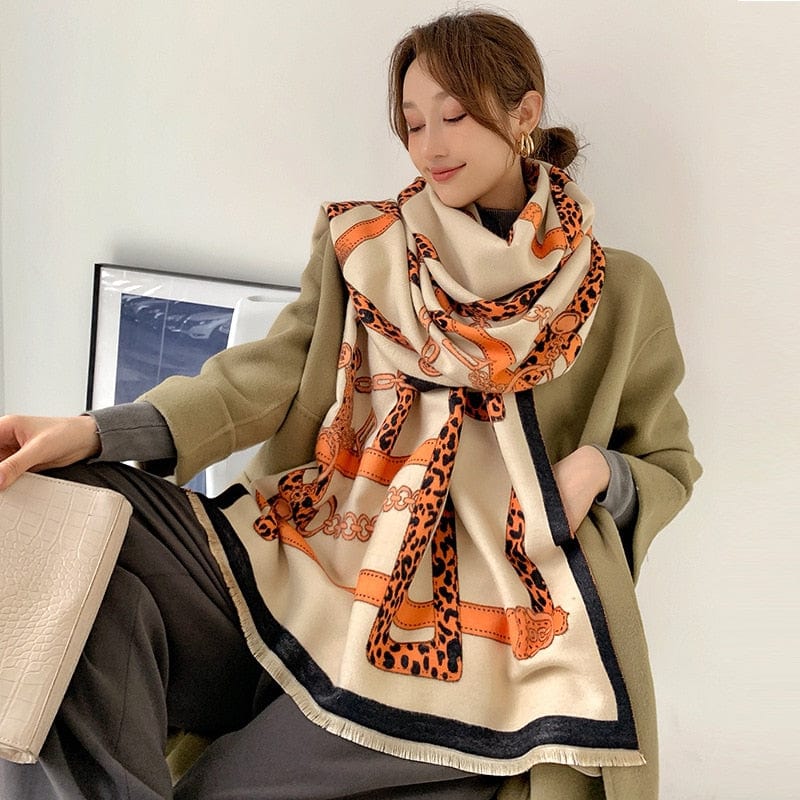 Luxury Winter Scarf Women Design Warm Pashmina Scarves Female Shawl Wraps Thick Foulard