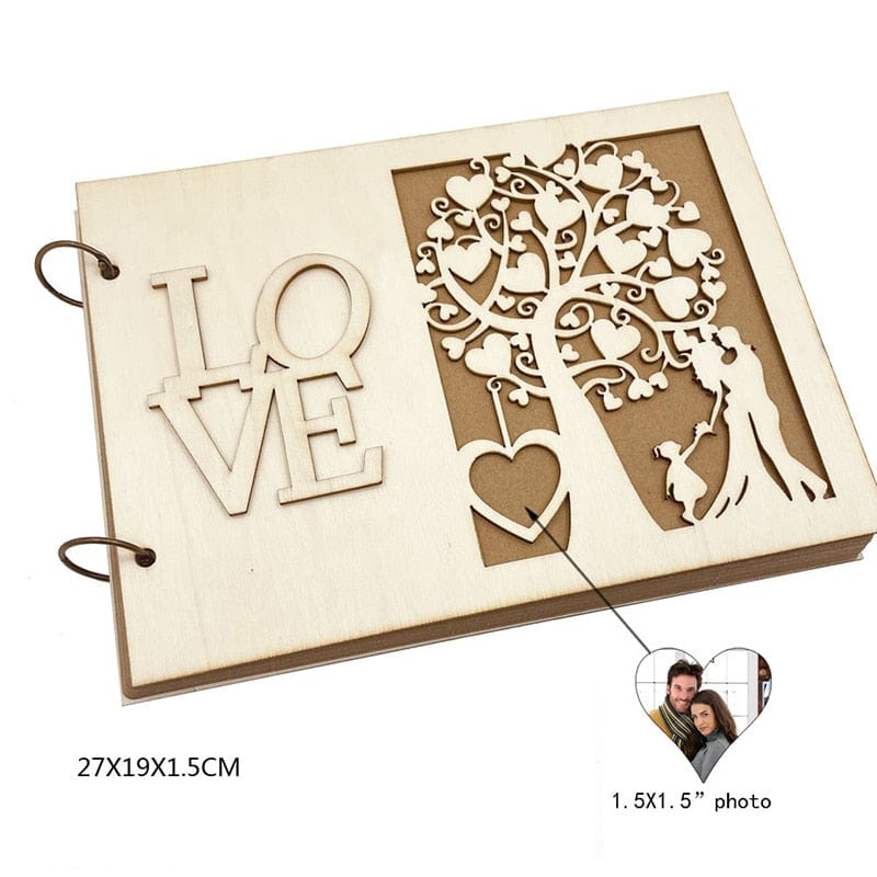 Personalized Wedding Guest Book 4pcs Set Rustic Sweet Heart Drop box