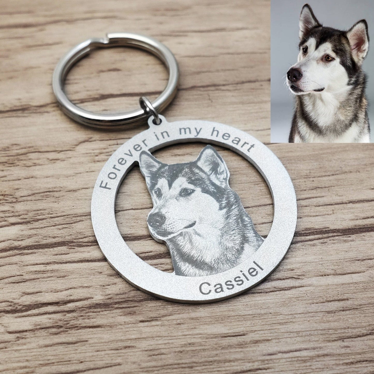 Custom Photo Engraved Memorial Key Chain Your Dog Pet Portrait Customize Gift