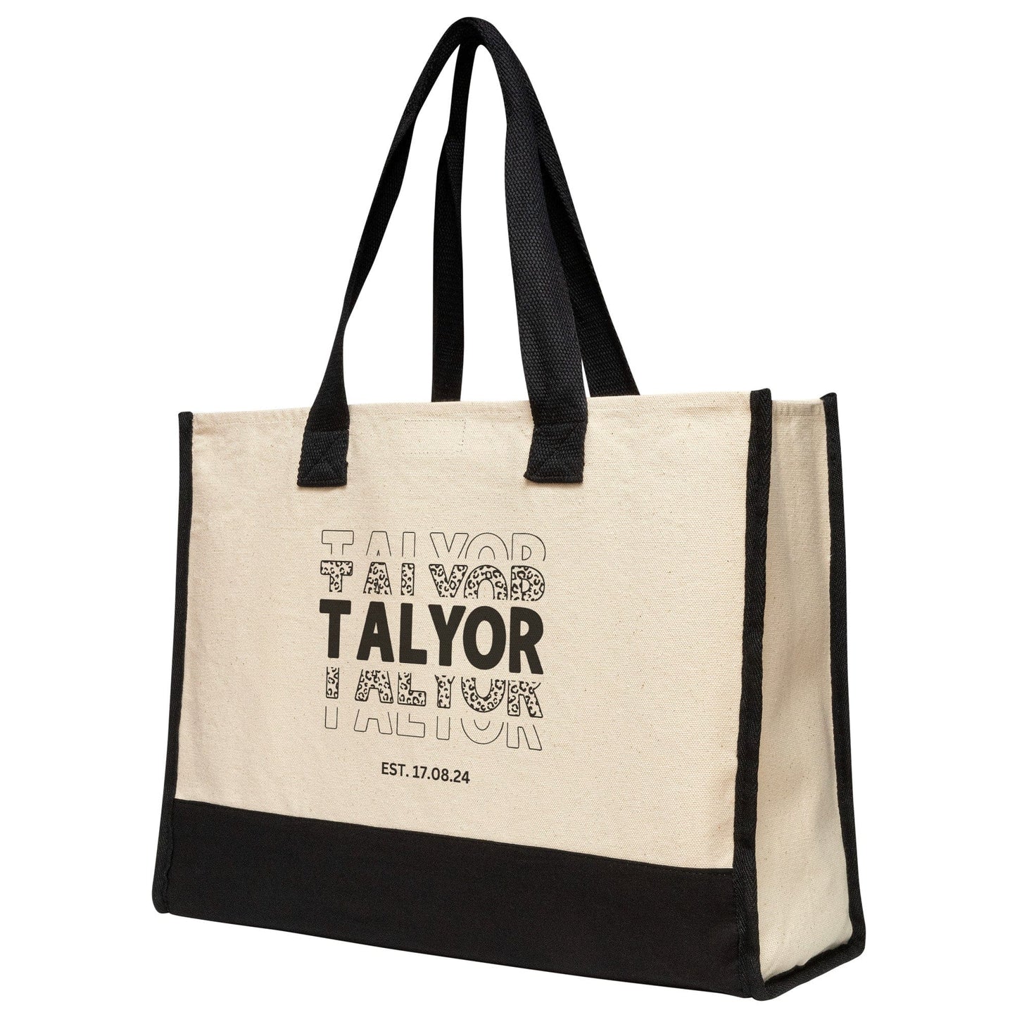 Custom Name Charcoal Tote Bag