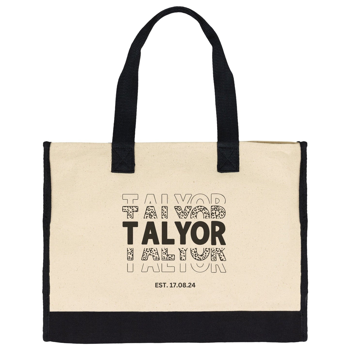 Custom Name Charcoal Tote Bag