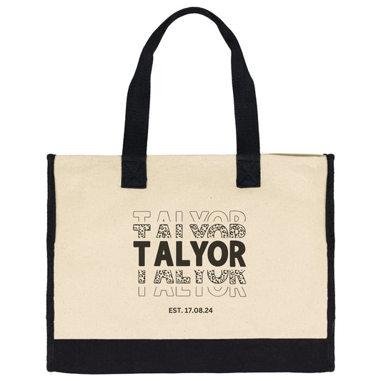 Custom Name Charcoal Tote Bag