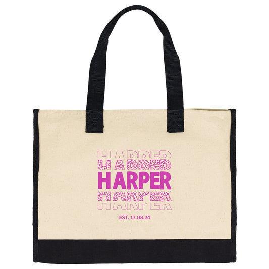 Custom Name Hot Pink Tote Bag