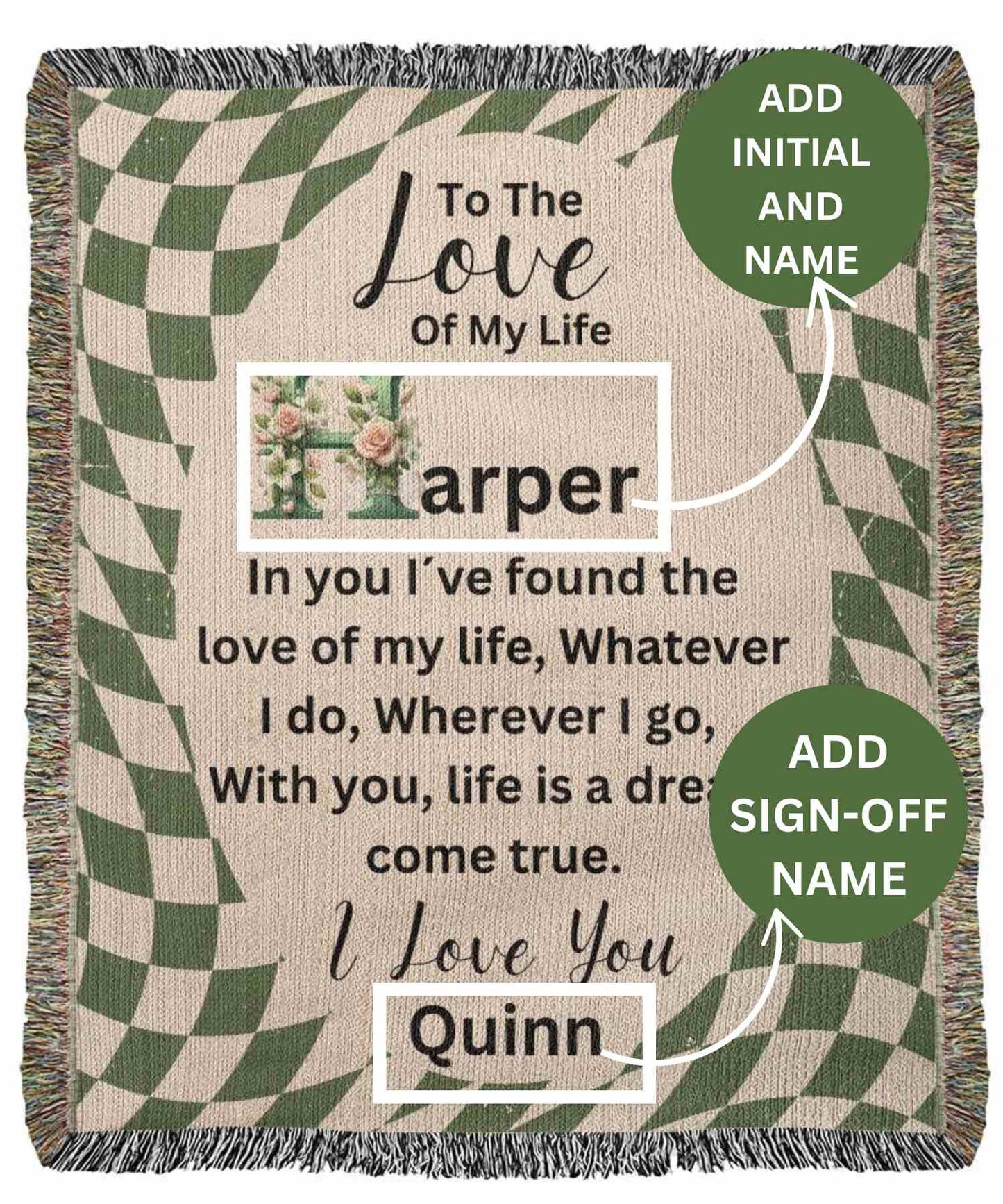 Gift For Love Of My Life - Custom Name - Woven Blanket