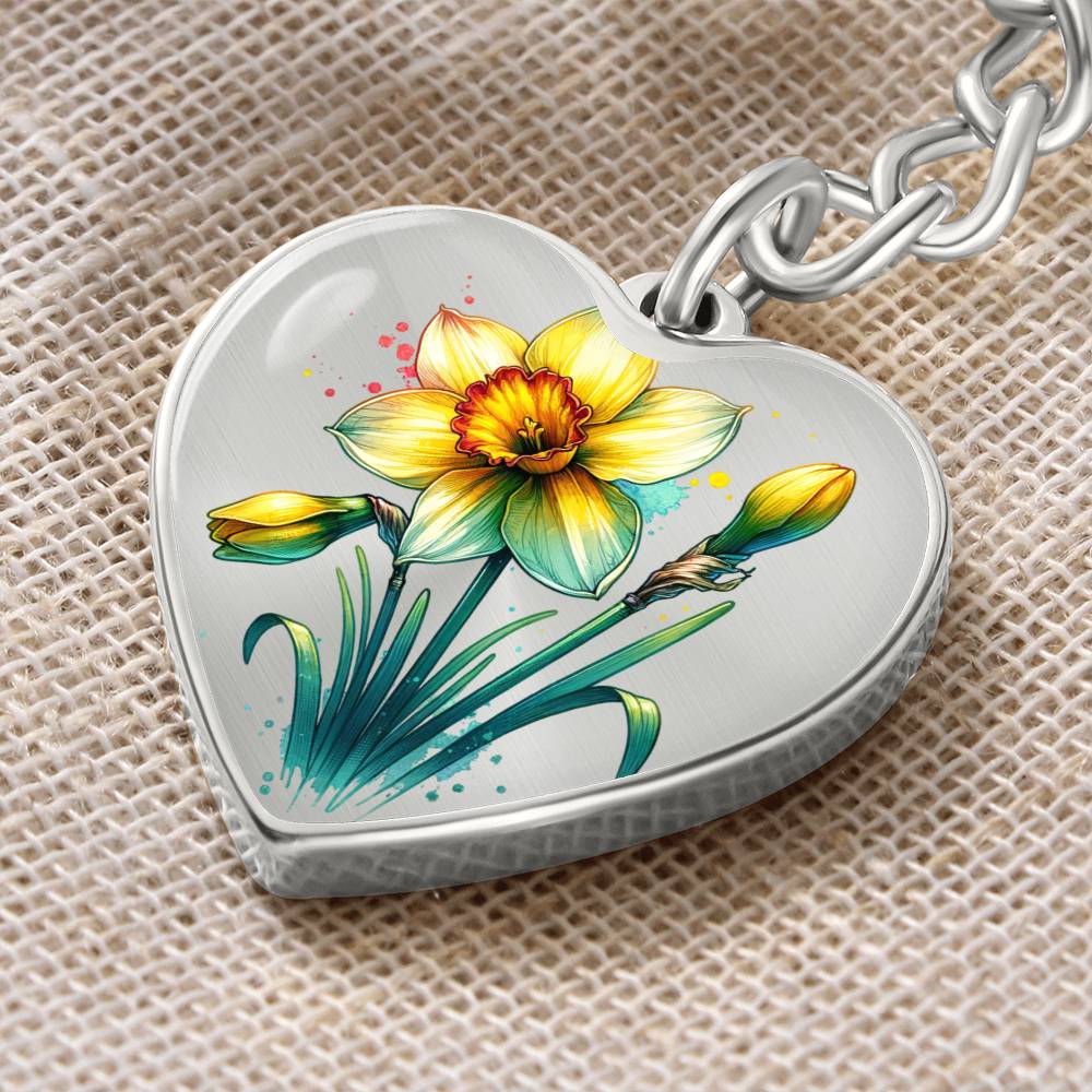 Custom Birth Month Flower With Engraving Key Chain