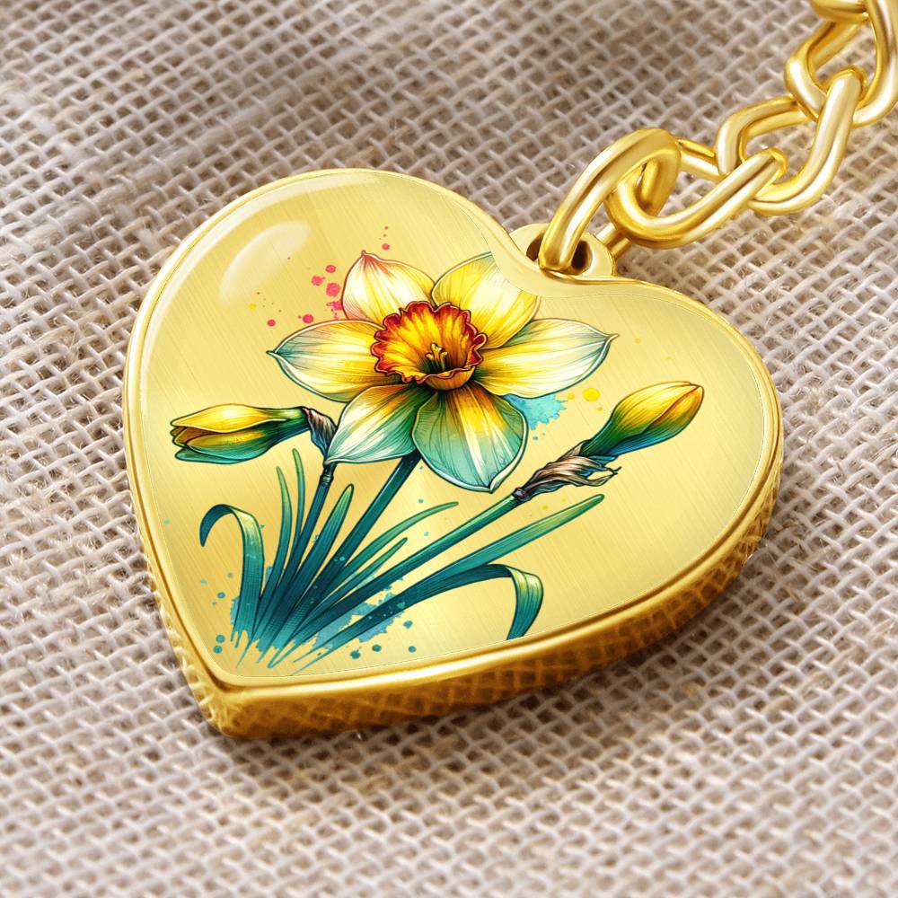 Custom Birth Month Flower With Engraving Key Chain