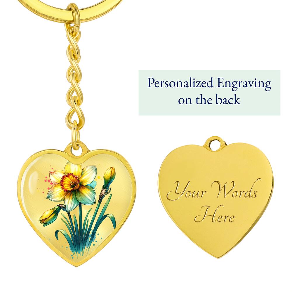 Custom Birth Month Flower With Engraving Key Chain