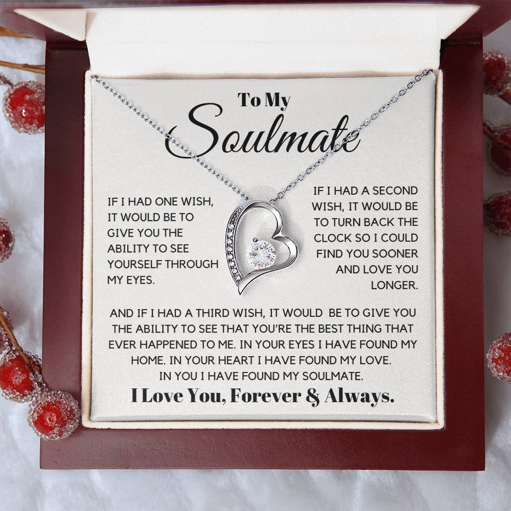 Keywords: gift for soulmate, sentimental necklace, meaningful jewelry, jewelry for soulmate, Love necklace, keepsake necklace, gift of love, soulmate gift ideas
Give your soulmate a gift that holds all your love and dreams with the "Gift For Soulmate. This beautifully crafted necklace is more than just a piece of jewelry—it's a heartfelt symbol of your hopes and blessings for her future. With its elegant design and thoughtful message card, this gift is perfect for birthdays, graduations, or special mileston