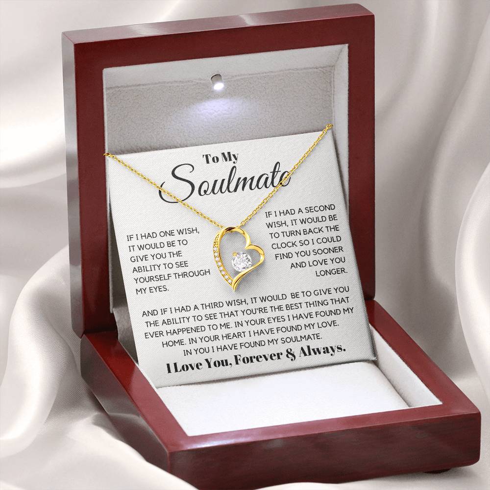 Keywords: gift for soulmate, sentimental necklace, meaningful jewelry, jewelry for soulmate, Love necklace, keepsake necklace, gift of love, soulmate gift ideas
Give your soulmate a gift that holds all your love and dreams with the "Gift For Soulmate. This beautifully crafted necklace is more than just a piece of jewelry—it's a heartfelt symbol of your hopes and blessings for her future. With its elegant design and thoughtful message card, this gift is perfect for birthdays, graduations, or special mileston