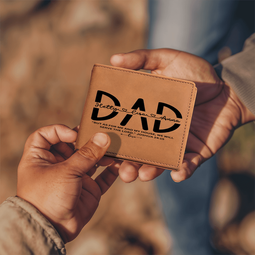 Dad Custom Names Leather Wallet