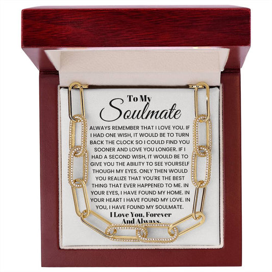 Keywords: gift for soulmate, sentimental necklace, meaningful jewelry, jewelry for soulmate, Love necklace, keepsake necklace, gift of love, soulmate gift ideas
Give your soulmate a gift that holds all your love and dreams with the "Gift For Soulmate. This beautifully crafted necklace is more than just a piece of jewelry—it's a heartfelt symbol of your hopes and blessings for her future. With its elegant design and thoughtful message card, this gift is perfect for birthdays, graduations, or special mileston