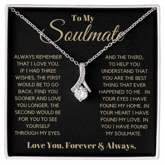 Keywords: gift for soulmate, sentimental necklace, meaningful jewelry, jewelry for soulmate, Love necklace, keepsake necklace, gift of love, soulmate gift ideas
Give your soulmate a gift that holds all your love and dreams with the "Gift For Soulmate. This beautifully crafted necklace is more than just a piece of jewelry-it's a heartfelt symbol of your hopes and blessings for her future. With its elegant design and thoughtful message card, this gift is perfect for birthdays, graduations, or special mileston