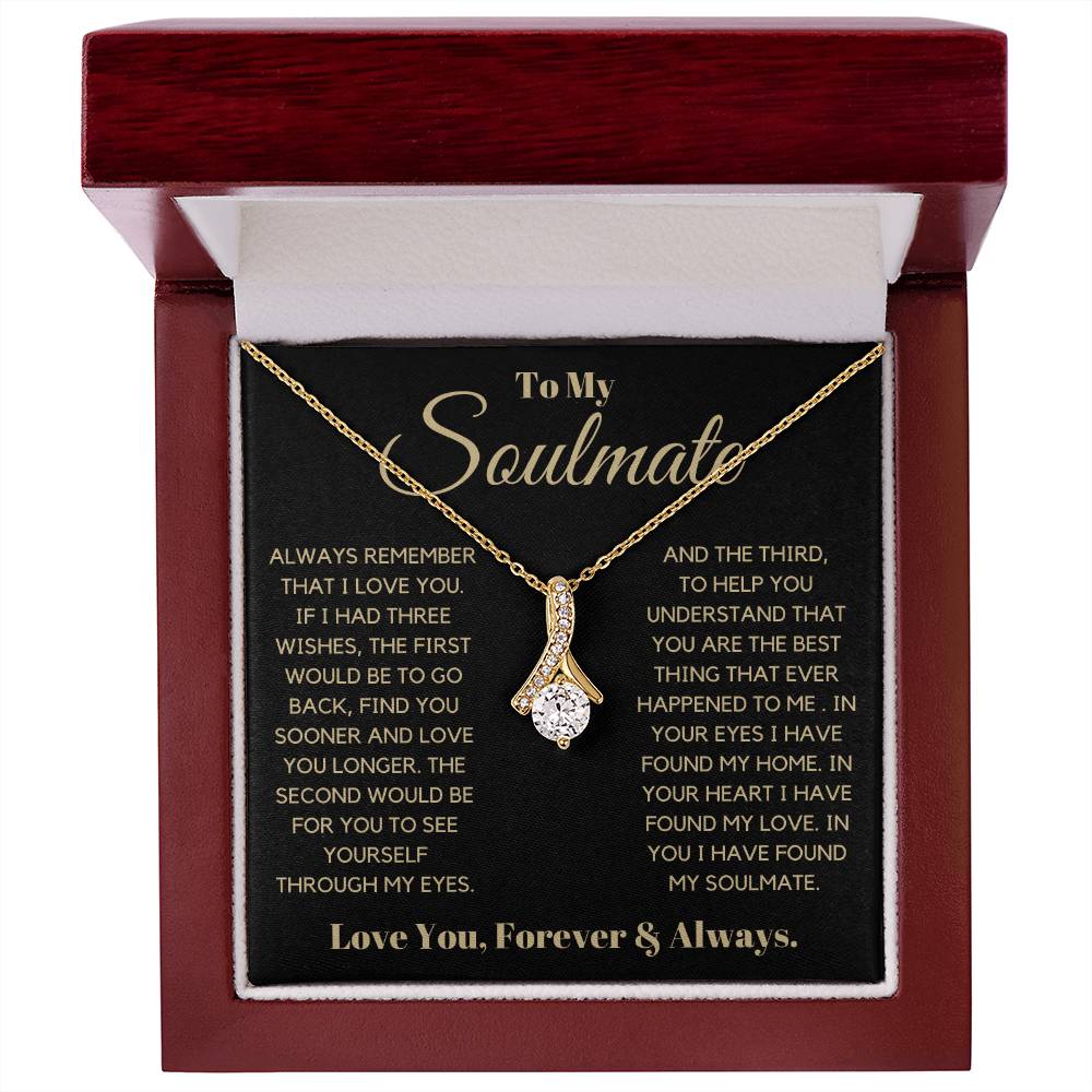 Keywords: gift for soulmate, sentimental necklace, meaningful jewelry, jewelry for soulmate, Love necklace, keepsake necklace, gift of love, soulmate gift ideas
Give your soulmate a gift that holds all your love and dreams with the "Gift For Soulmate. This beautifully crafted necklace is more than just a piece of jewelry-it's a heartfelt symbol of your hopes and blessings for her future. With its elegant design and thoughtful message card, this gift is perfect for birthdays, graduations, or special mileston