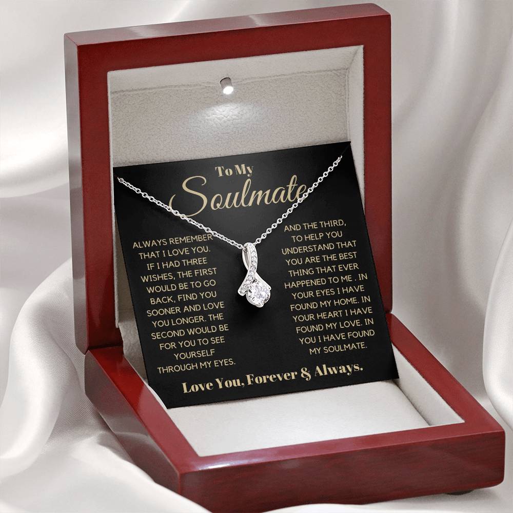 Keywords: gift for soulmate, sentimental necklace, meaningful jewelry, jewelry for soulmate, Love necklace, keepsake necklace, gift of love, soulmate gift ideas
Give your soulmate a gift that holds all your love and dreams with the "Gift For Soulmate. This beautifully crafted necklace is more than just a piece of jewelry-it's a heartfelt symbol of your hopes and blessings for her future. With its elegant design and thoughtful message card, this gift is perfect for birthdays, graduations, or special mileston