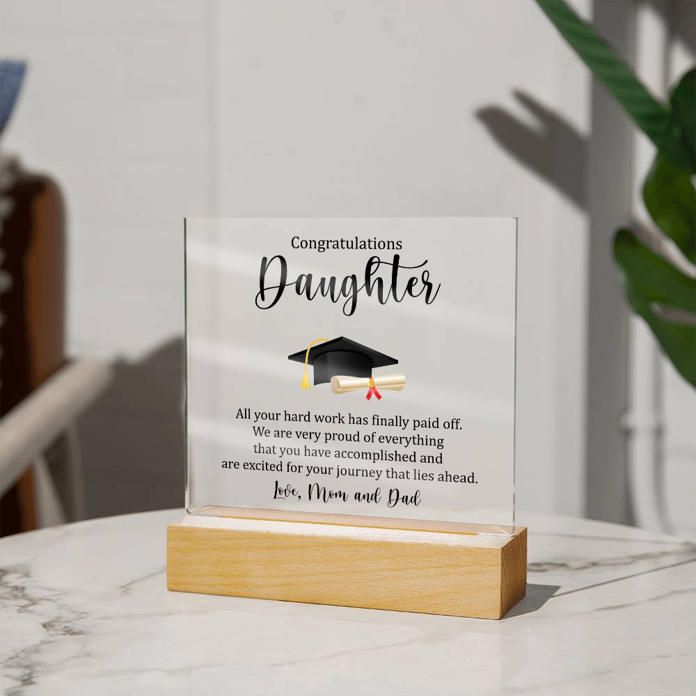 Graduation Acrylic plaque Light Up Message Congrats Daughter Class of 2023 Graduation Gift for Daughter