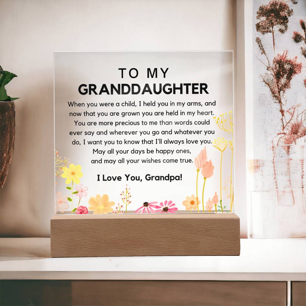 To My Granddaughter - You Are Held In My Heart Acrylic Plaque