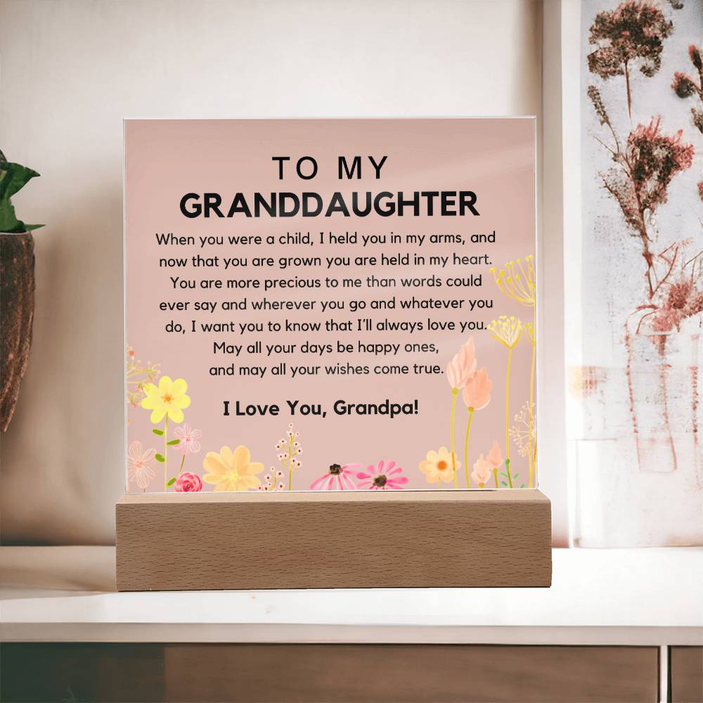 To My Granddaughter From Grandpa - You Are Precious Acrylic Plaque