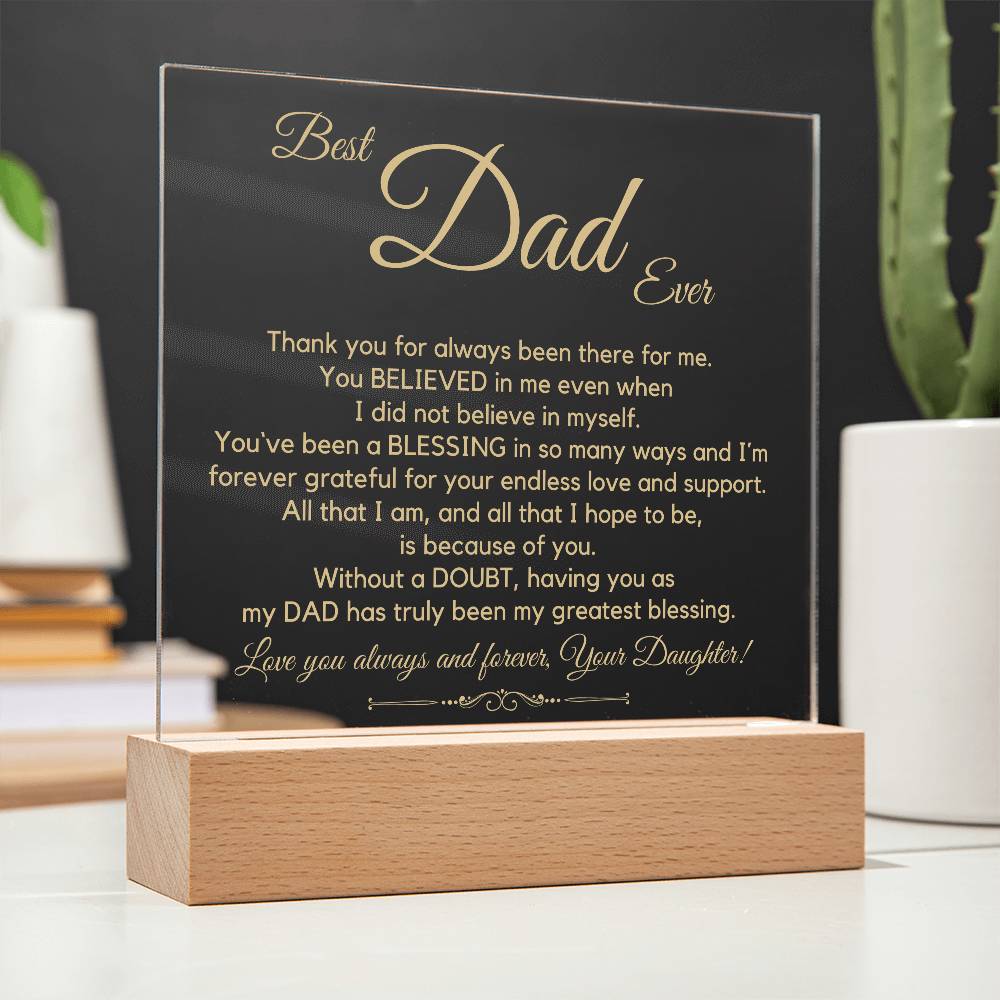 To The Best Dad Ever (Gold) Acrylic Plaque Lamp