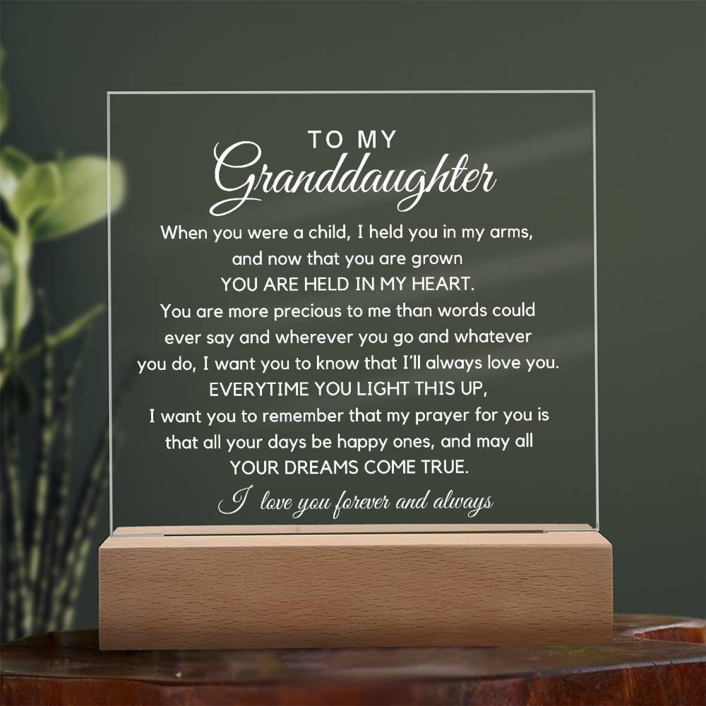 To My Granddaughter - You Are Held In My Heart Acrylic Plaque