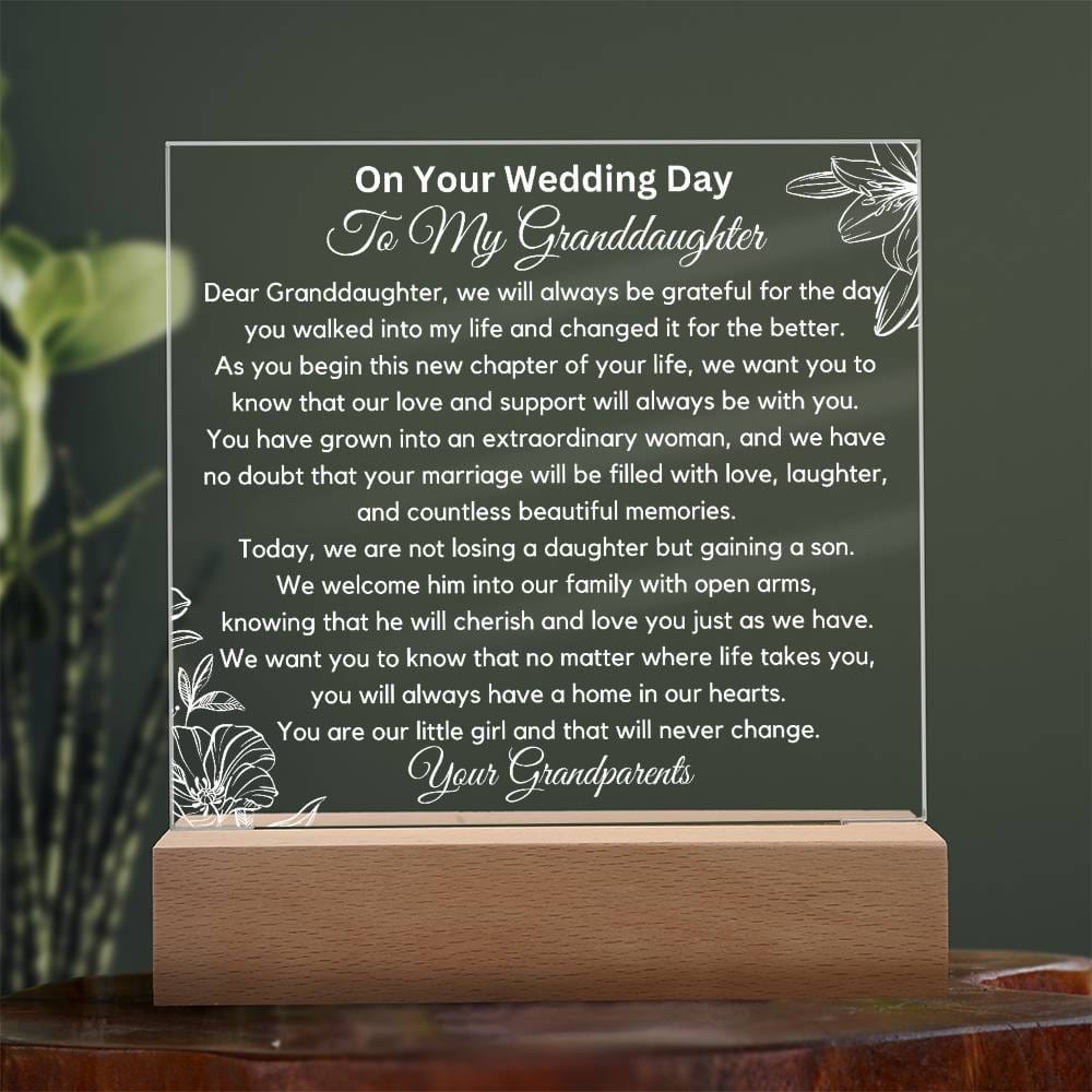 To My Granddaughter On Your Wedding Day Acrylic Plaque