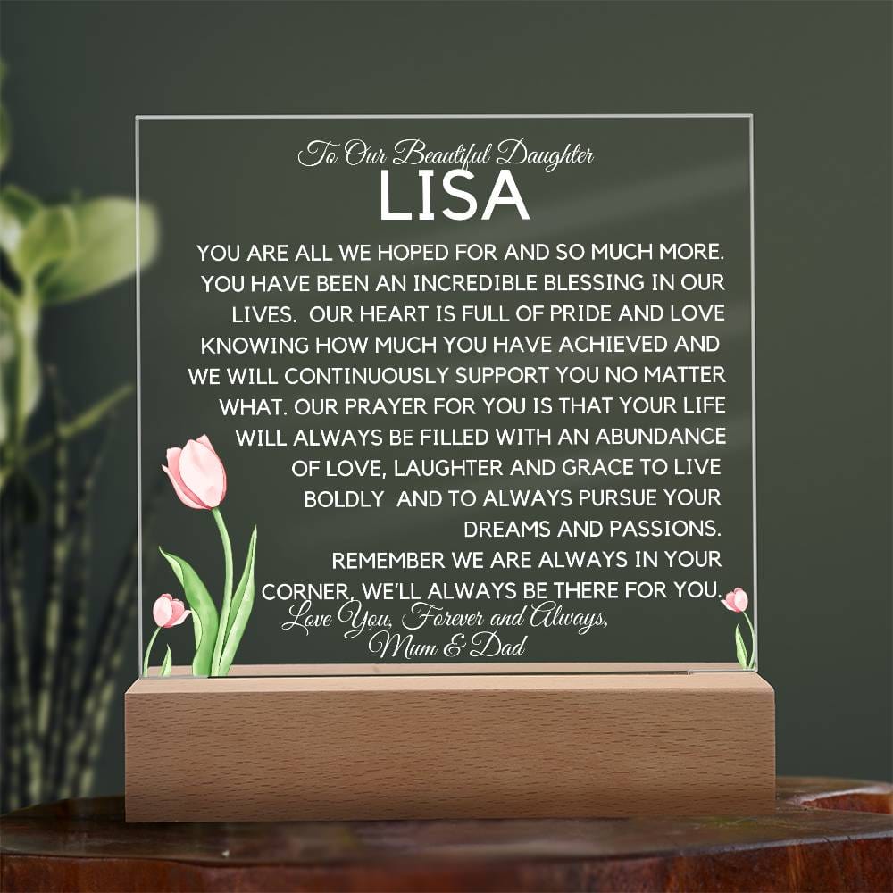 Custom Name To Beautiful Daughter - Pursue Your Dreams Acrylic Plaque