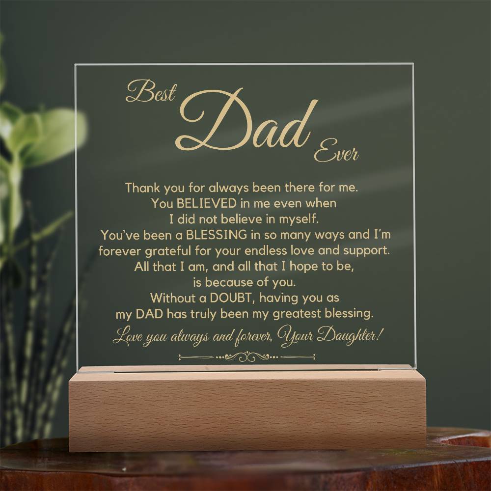 To The Best Dad Ever (Gold) Acrylic Plaque Lamp