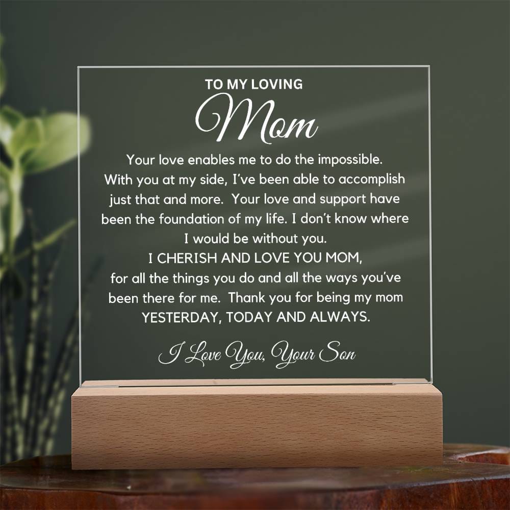 To My Beautiful Mom From Son - I Cherish And Love You Acrylic Plaque