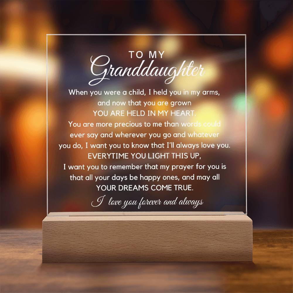 To My Granddaughter - You Are Held In My Heart Acrylic Plaque