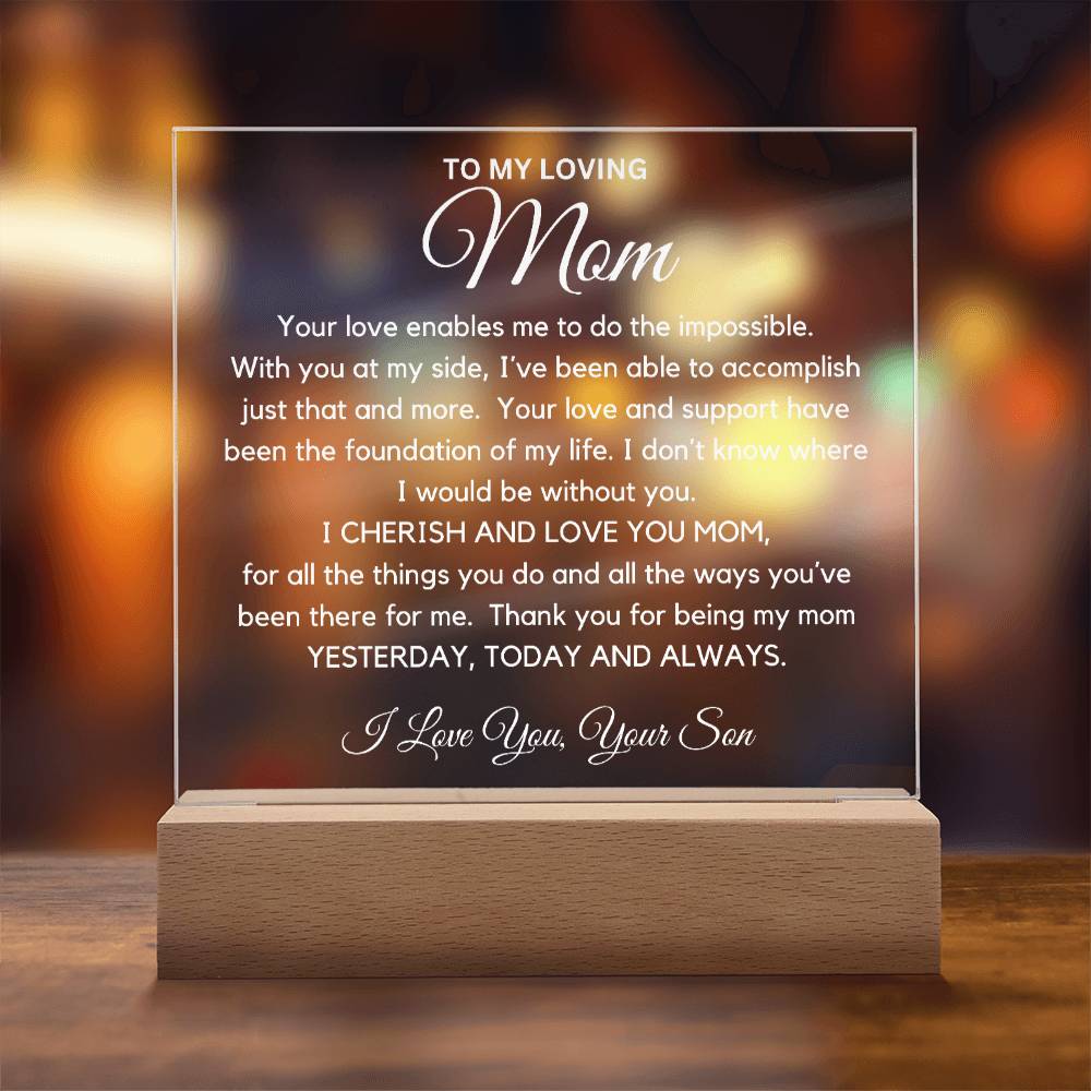 To My Beautiful Mom From Son - I Cherish And Love You Acrylic Plaque