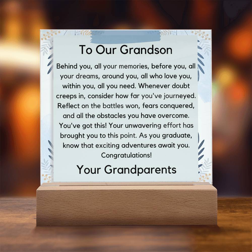 To Grandson From Grandparent - Congratulations Acrylic Plaque